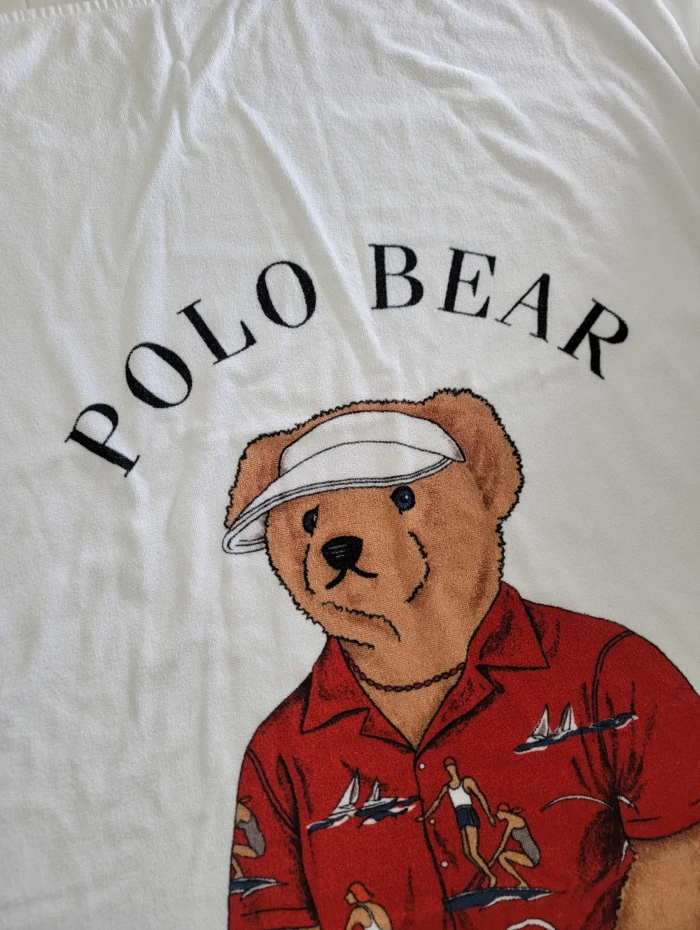 Ralph Lauren White Polo Bear Graphic Extra Large Towel